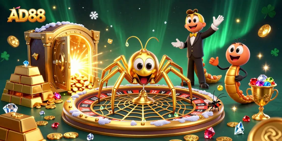 Engage in thrilling bets at AD88 with colorful casino elements and unique characters.