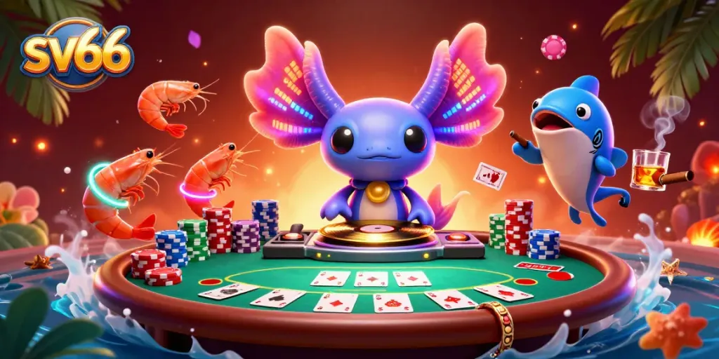 Experience vivid gaming with the sv66 neon-themed poker scene featuring vibrant characters and dynamic elements.