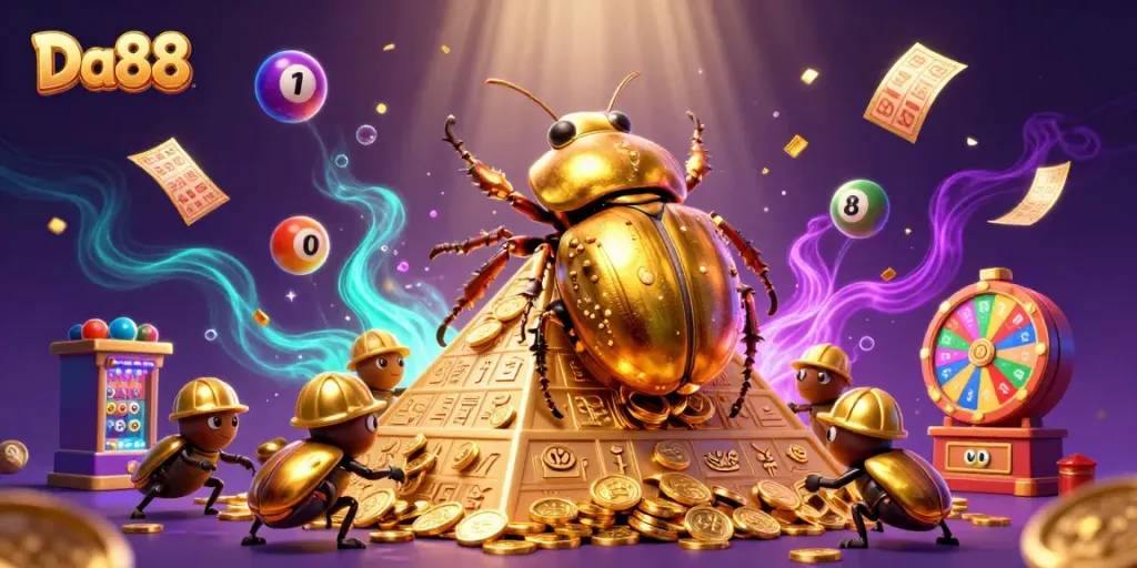 Join the excitement at Da88 with dynamic gameplay featuring golden coins and lottery balls.