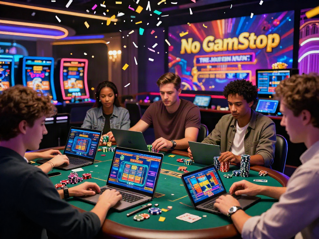 Players enjoying vibrant casino not on gamstop gaming experience with colorful interfaces.