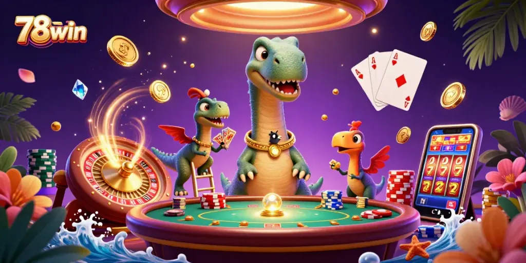 Experience thrilling gaming at 78win with a dynamic casino scene filled with excitement and action.