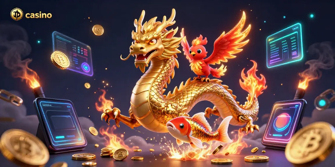 Experience the thrill of casino gaming with a vibrant dragon and phoenix in 3D art.