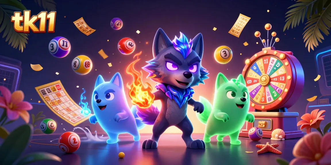 Play dynamic lottery games at tk11 with ghostly wolves, colorful balls, and winning elements.