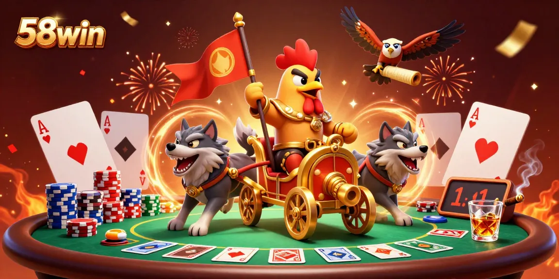 Experience thrilling wins at 58win with a dynamic casino scene featuring vibrant poker elements.