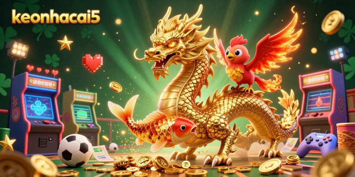 Experience thrilling sports betting excitement with keonhacai5 featuring a vibrant 3D dragon and phoenix.
