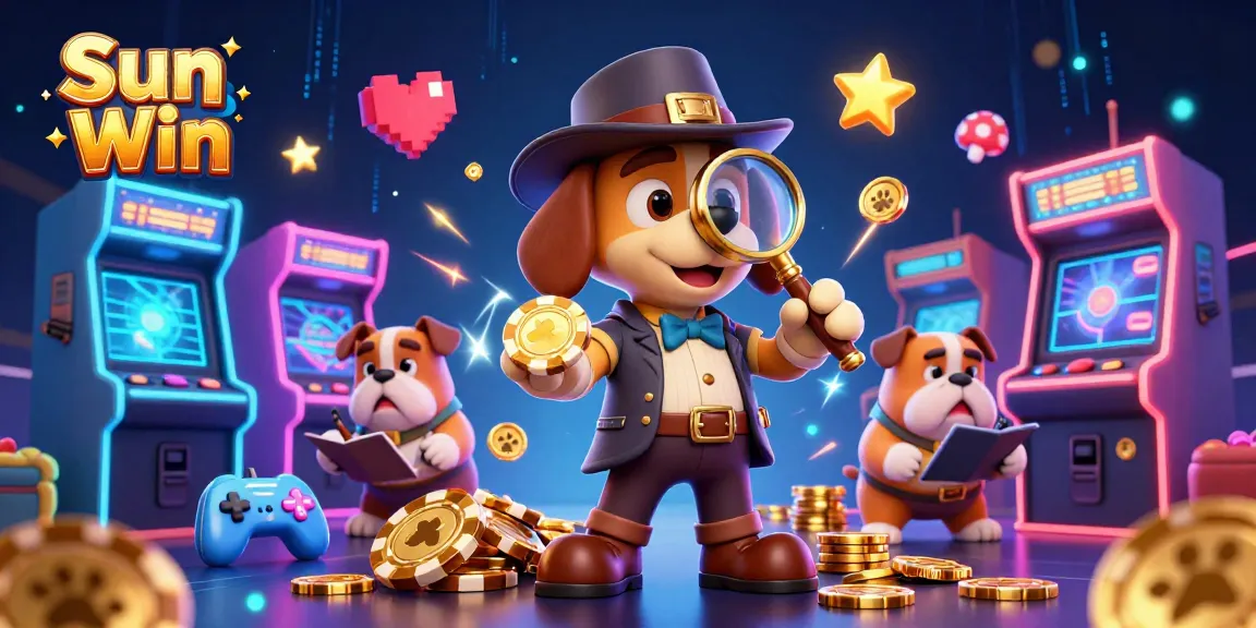 Engage with Sun Win's thrilling poker chip adventure alongside vibrant gaming elements in a rich casino scene.