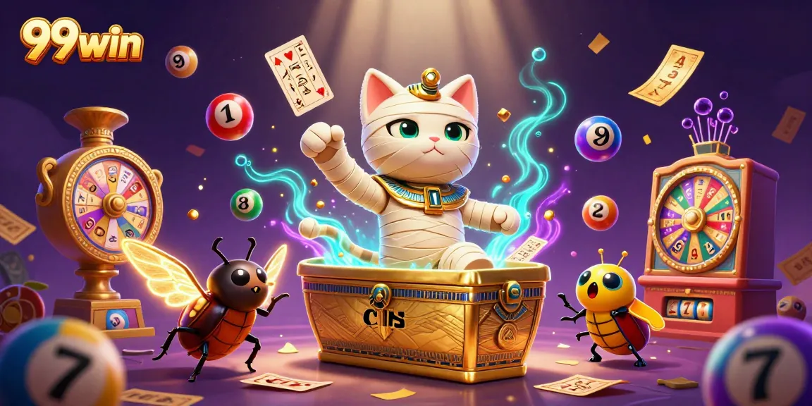Experience thrilling gameplay with 99win's Egyptian mummy cat and lively gaming elements.