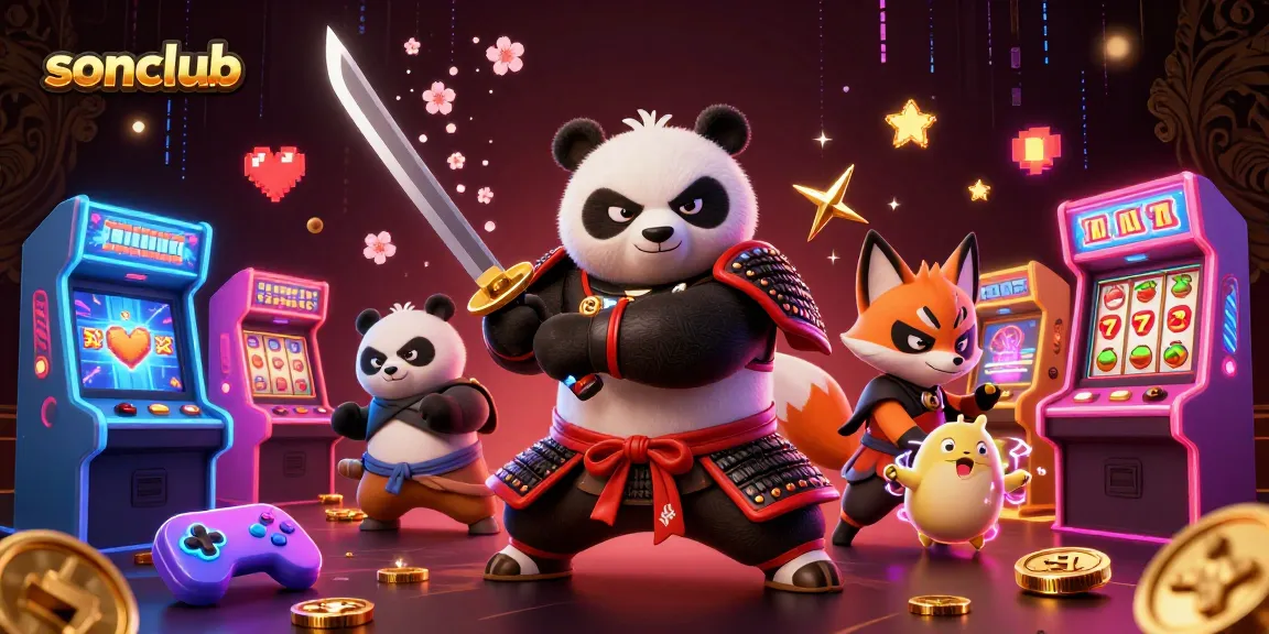 Experience the excitement of sonclub with a dynamic 3D casino scene featuring unique characters and vibrant game elements.
