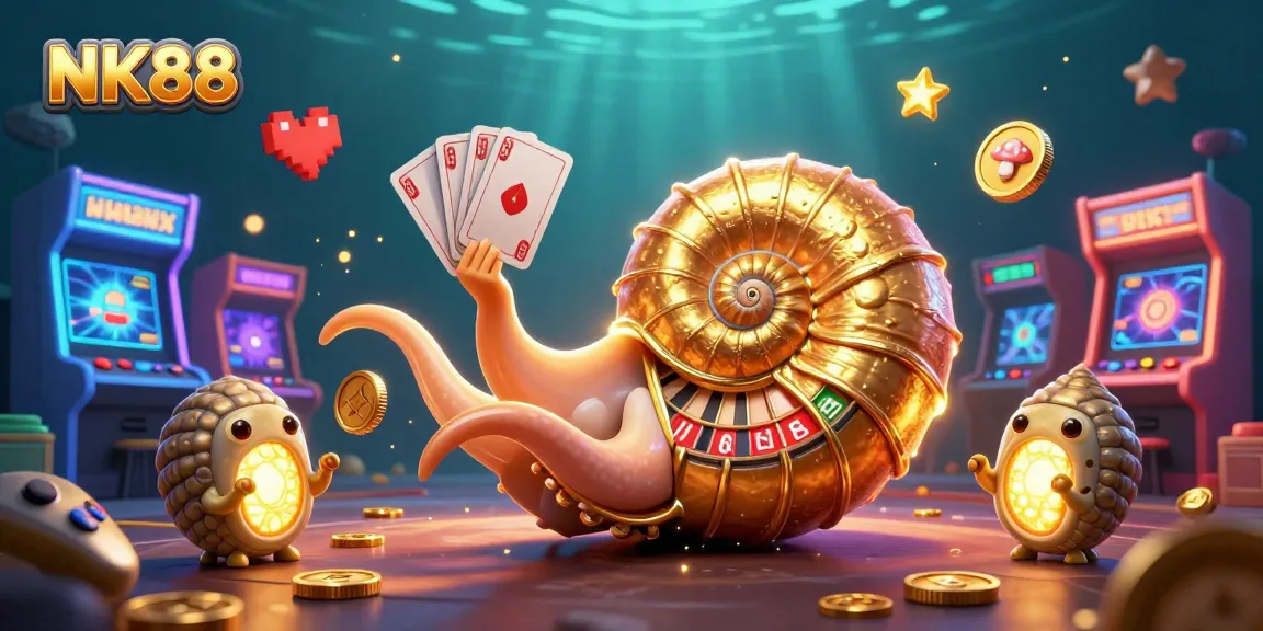 Experience thrills at NK88 with a magical nautilus roulette wheel and glowing arcade games.