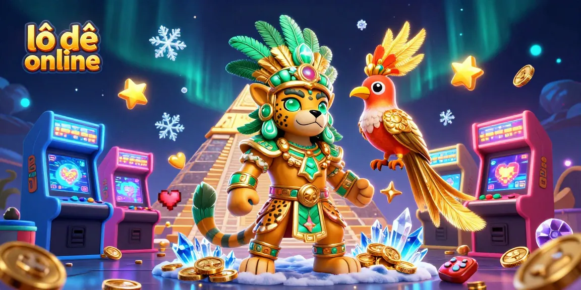 Engage with lô đề online in vibrant 3D illustration featuring Mayan elements and gaming symbols.