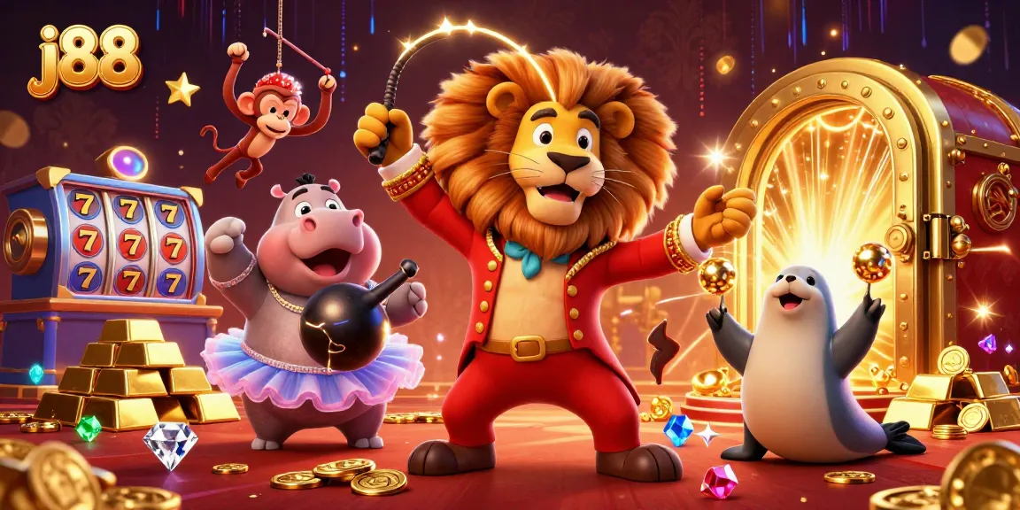 Experience the excitement of j88 with lively characters in a rich casino scene