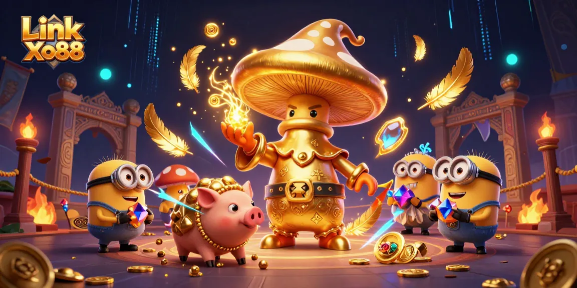 Experience winning magic with Link Xo88 in a vibrant casino adventure illustration.