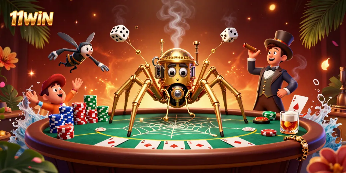 Engage with thrilling card games at 11WIN, a vibrant scene of casino excitement.