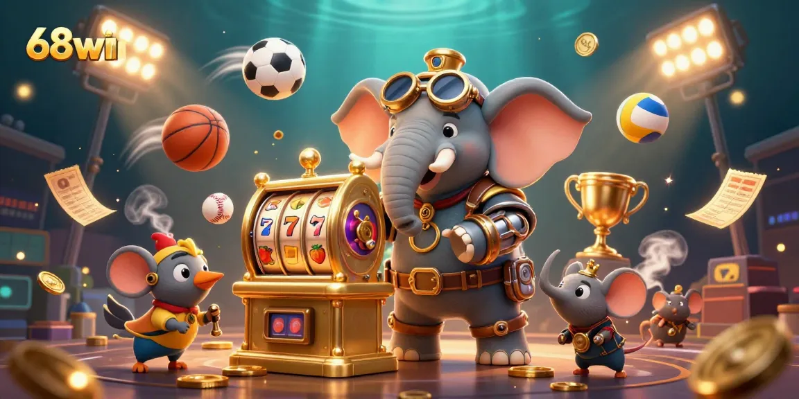 Engage with gaming excitement at 68win with a steampunk elephant engineer and dynamic game elements.